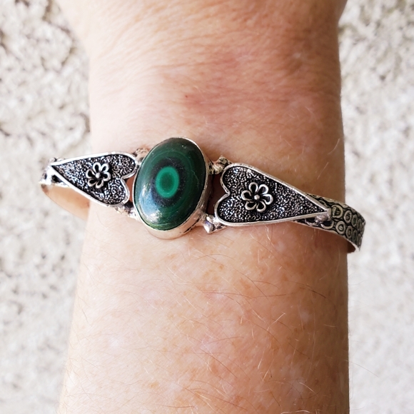 New Malachite 925 Silver Open Cuff Bracelet. - Picture 12 of 15